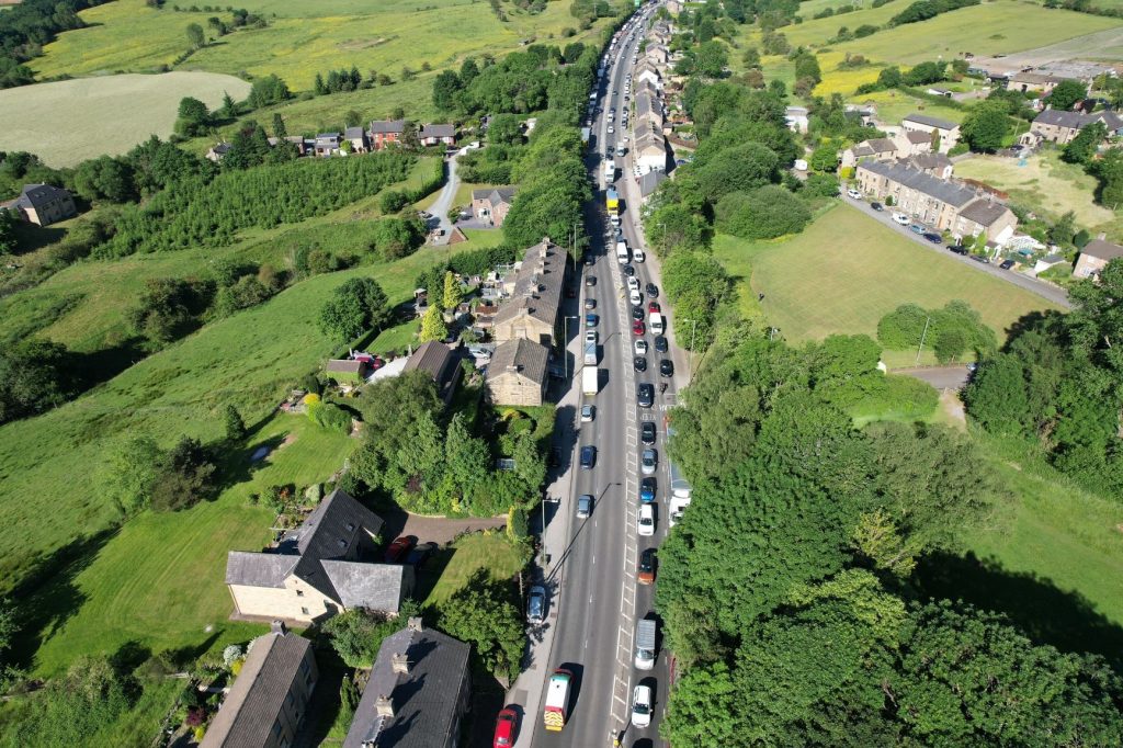 A57 Mottram Bypass drone footage Tameside