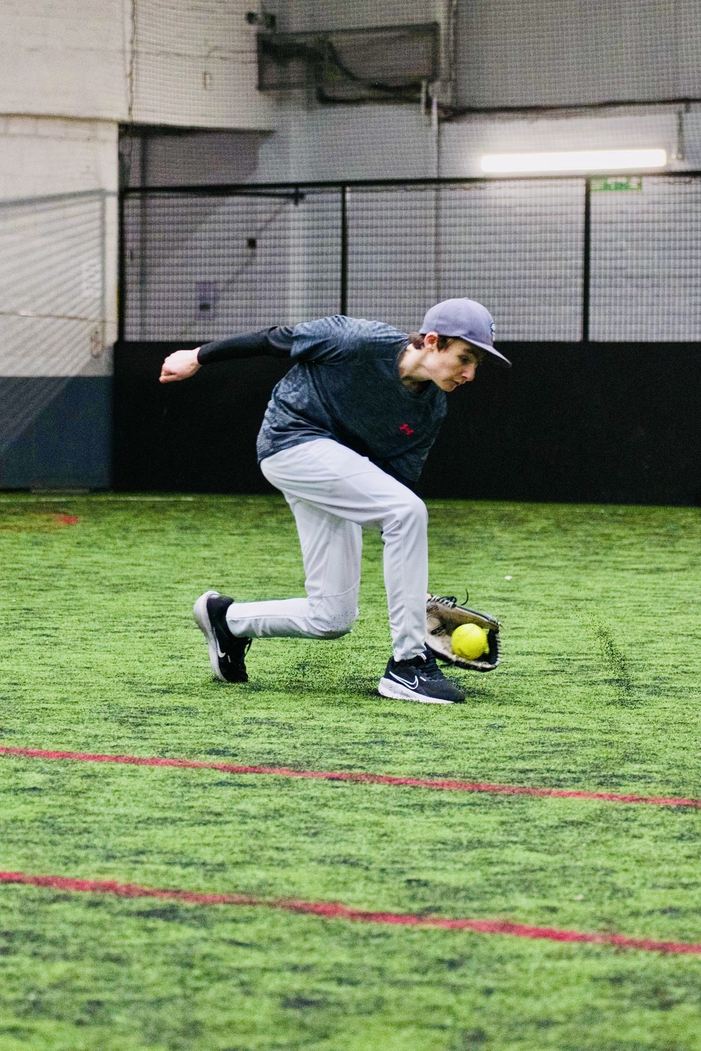 Stan O'Leary from Droylsden in action playing softball