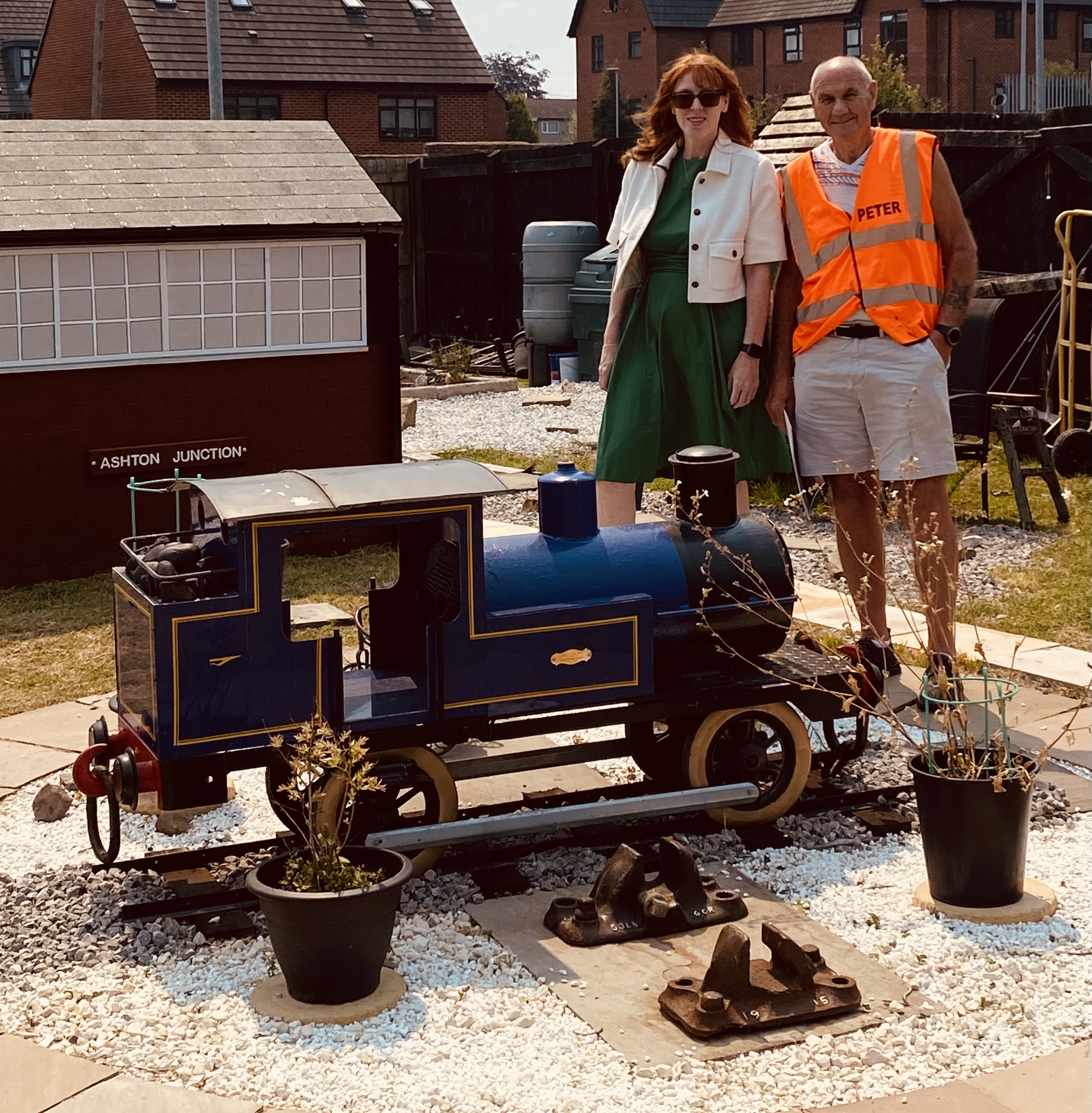 Angela Rayner with Peter Birchill from the Friends of Guide Bridge Station