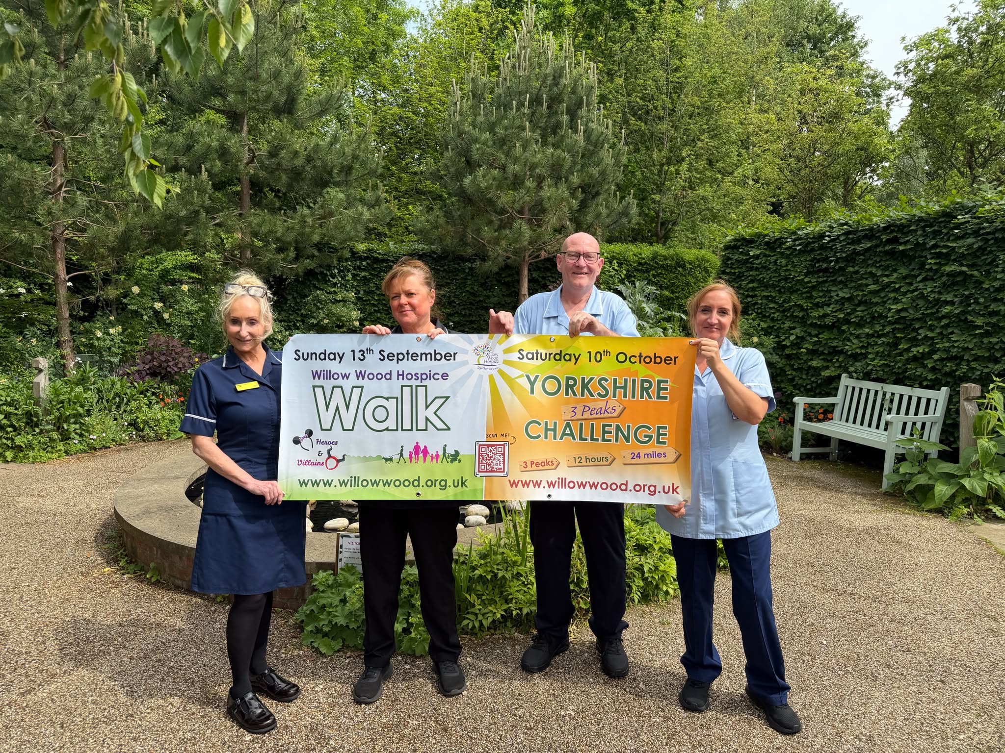 Inpatient Unit staff promoting Willow Wood Hospice Walk and Yorkshire Three Peaks Challenge