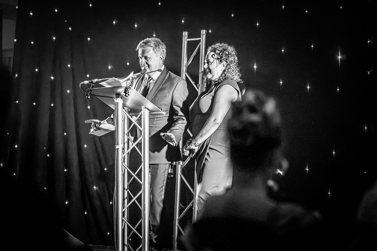 Aled Jones and Nicola Graham at the REUBall 2026. Photo credit Micheal Whittaker Photography