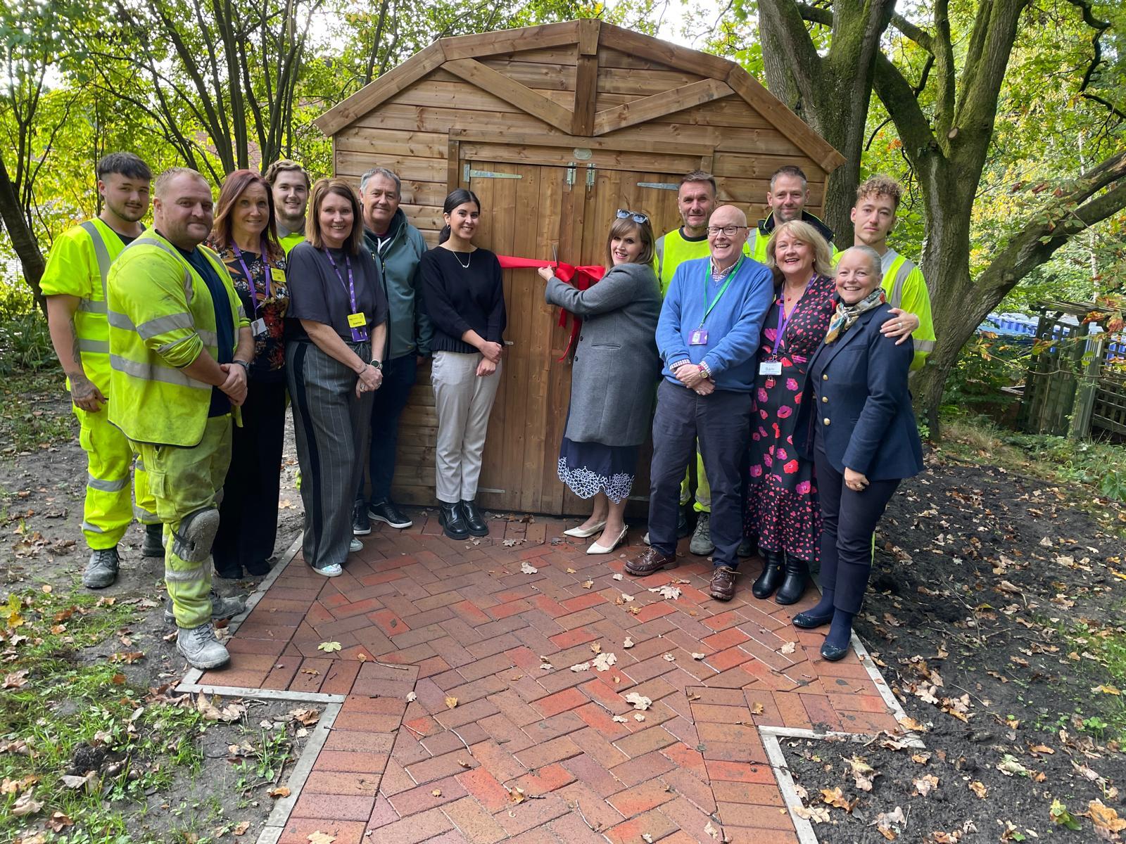 Councillor Eleanor Wills officially opens dutch barn in hospice gardens